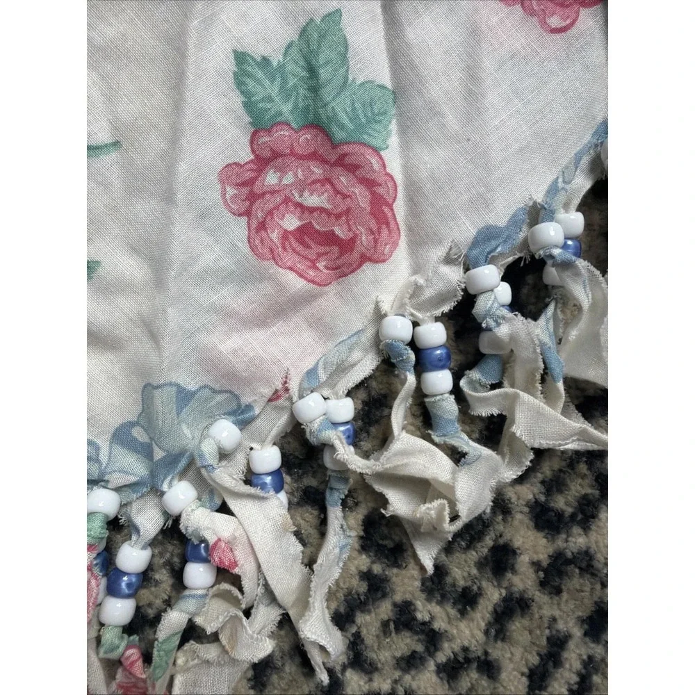 Vtg Beaded Bandana Necklace Scarf Lot 2 Breast‎ Plate Collar Girly Sweet Flowers